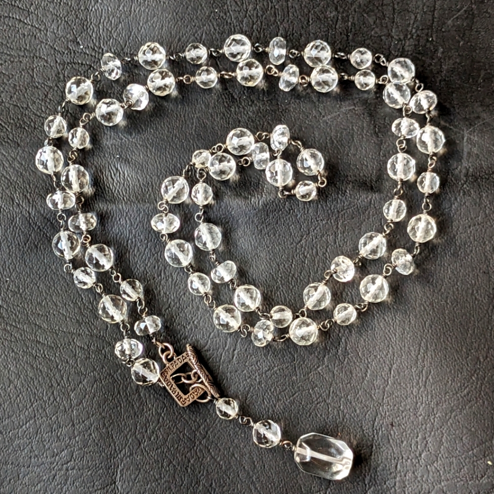 Silpada Signed Faceted Glass Beads Oxidized Sterling Silver Necklace Extender